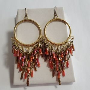 **free with any purchase** Gold earings with orange and pink beading